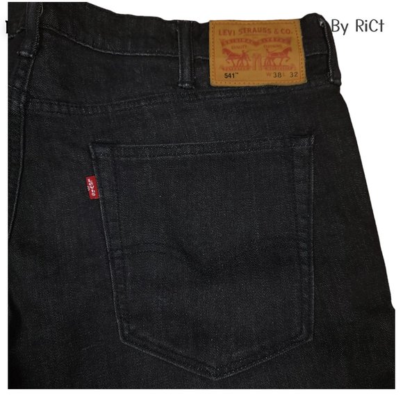 Levi's 541 Tapered Athletic Fit Men's Jeans Size 38x32 High Rise Zip Black Denim - Picture 10 of 11